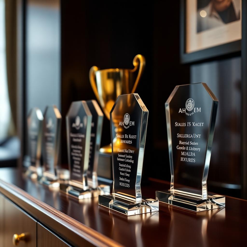 Sales achievement awards and trophies earned over 20 years in tech sales